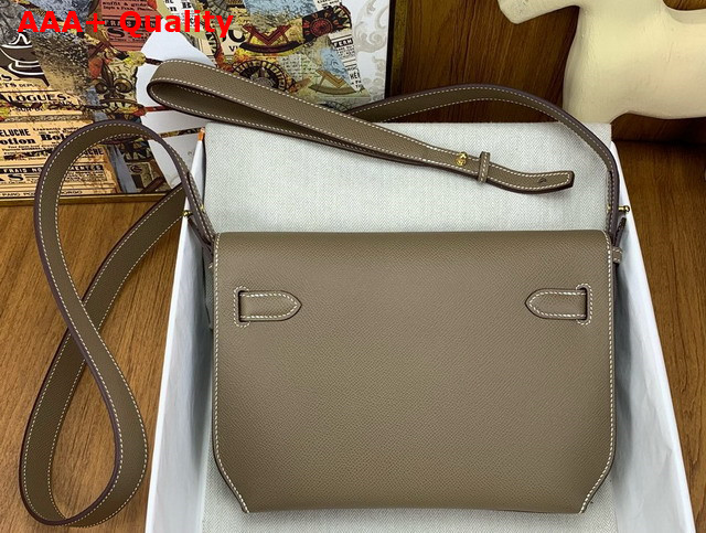 Hermes Kelly Depeches 25 Pouch in Elephant Gray Epsom Calfskin Replica