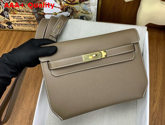 Hermes Kelly Depeches 25 Pouch in Elephant Gray Epsom Calfskin Replica