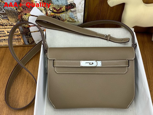 Hermes Kelly Depeches 25 Pouch in Elephant Gray Epsom Calfskin Replica