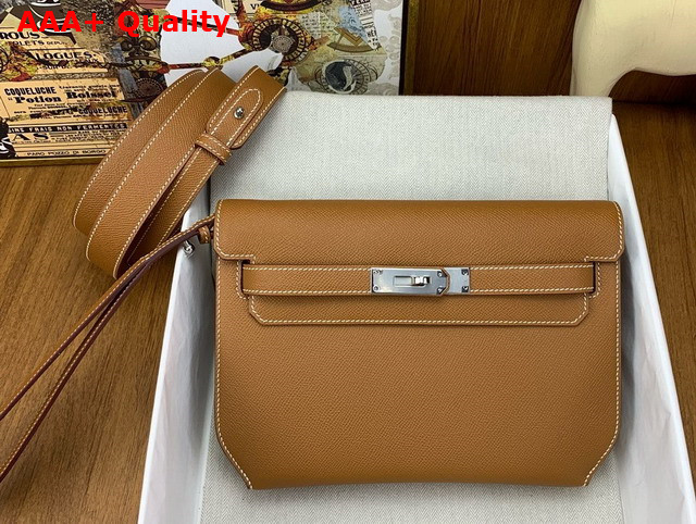 Hermes Kelly Depeches 25 Pouch in Gold Epsom Calfskin Replica