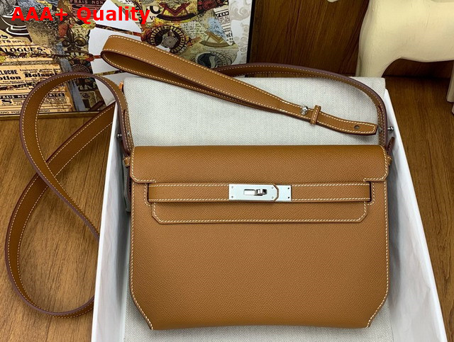 Hermes Kelly Depeches 25 Pouch in Gold Epsom Calfskin Replica