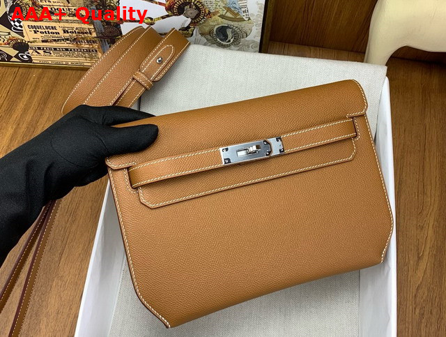 Hermes Kelly Depeches 25 Pouch in Gold Epsom Calfskin Replica