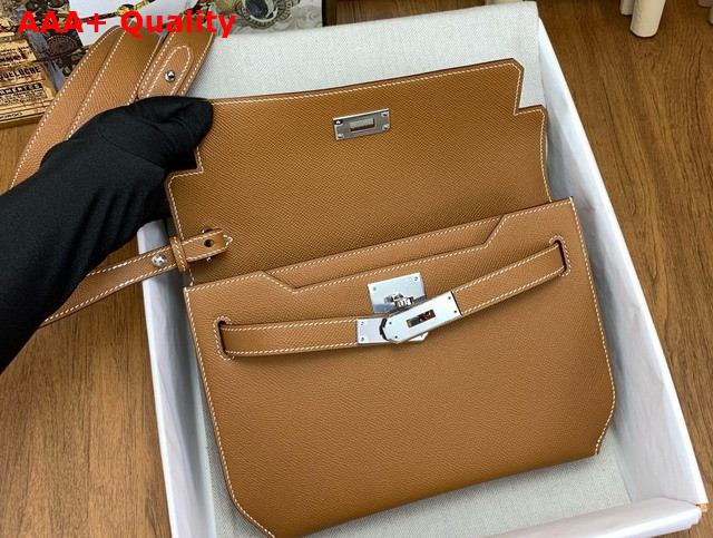 Hermes Kelly Depeches 25 Pouch in Gold Epsom Calfskin Replica