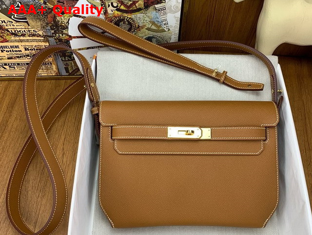 Hermes Kelly Depeches 25 Pouch in Gold Epsom Calfskin Replica