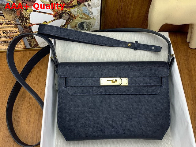 Hermes Kelly Depeches 25 Pouch in Midnight Blue Epsom Calfskin Replica