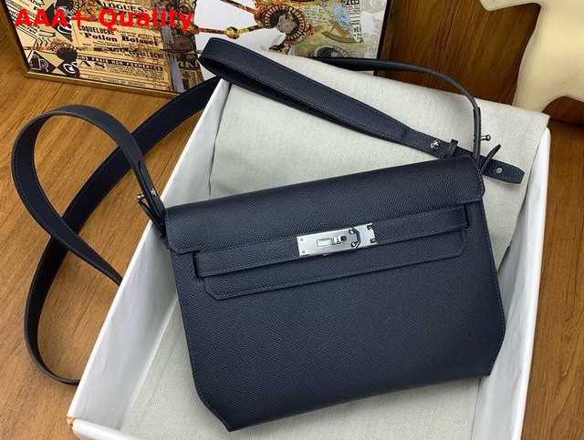 Hermes Kelly Depeches 25 Pouch in Midnight Blue Epsom Calfskin Replica