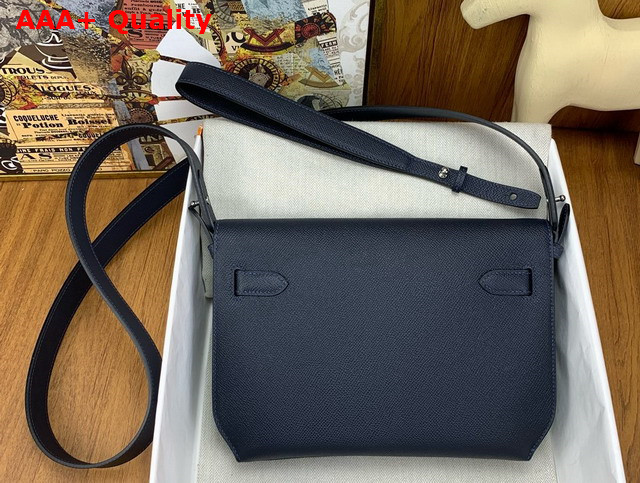 Hermes Kelly Depeches 25 Pouch in Midnight Blue Epsom Calfskin Replica