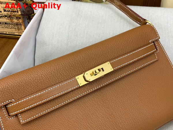 Hermes Kelly Elan in Gold Brown Goatskin Replica