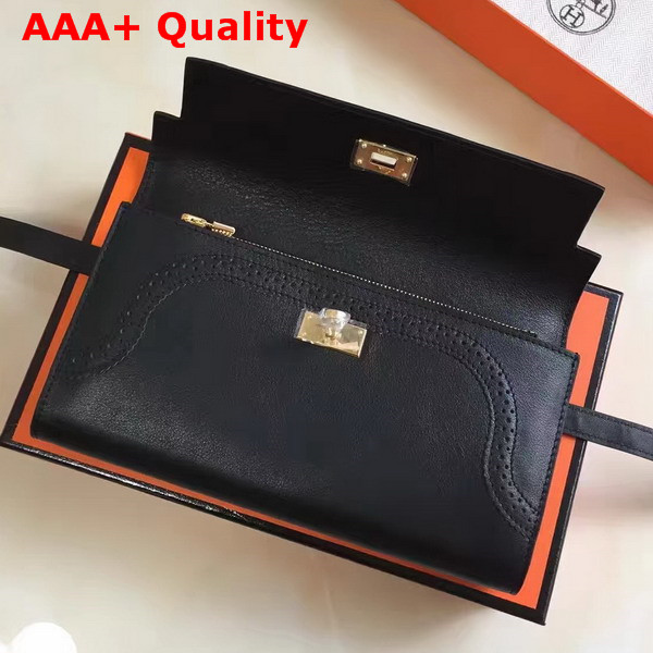 Hermes Kelly Ghillies Wallet Swift Leather Black Replica