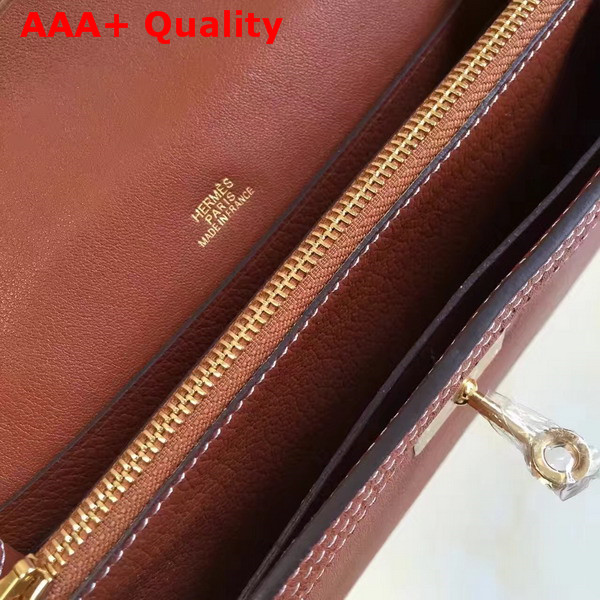 Hermes Kelly Ghillies Wallet Swift Leather Brown Replica