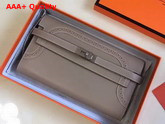 Hermes Kelly Ghillies Wallet Swift Leather Grey Replica