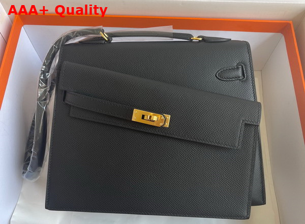 Hermes Kelly II Sellier en Desordre Black Epsom Calfskin Replica