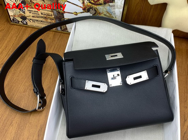 Hermes Kelly Messenger Bag in Black Evercolor Calfskin Replica