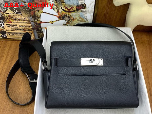 Hermes Kelly Messenger Bag in Black Evercolor Calfskin Replica