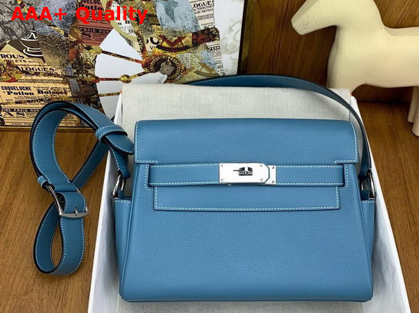 Hermes Kelly Messenger Bag in Denim Blue Evercolor Calfskin Replica