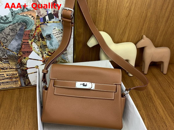 Hermes Kelly Messenger Bag in Gold Brown Togo Calfskin Replica