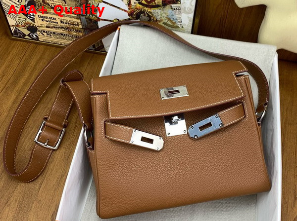 Hermes Kelly Messenger Bag in Gold Brown Togo Calfskin Replica