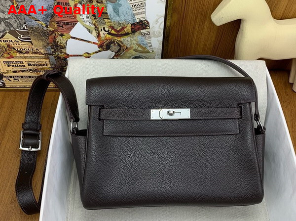 Hermes Kelly Messenger in Dark Chocolate Togo Calfskin Replica