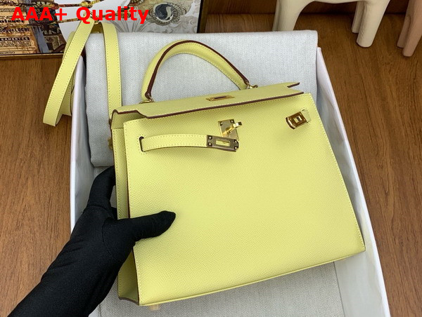 Hermes Kelly Sellier 25 Bag in Egg Yellow Epsom Calfskin Replica