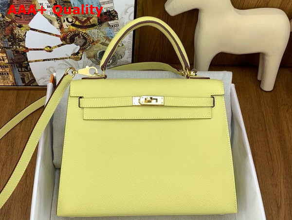 Hermes Kelly Sellier 25 Bag in Egg Yellow Epsom Calfskin Replica