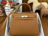 Hermes Kelly Sellier 25 Bag in Gold Brown Epsom Calfskin Replica