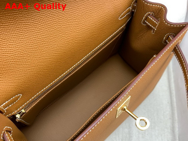 Hermes Kelly Sellier 25 Bag in Gold Brown Epsom Calfskin Replica