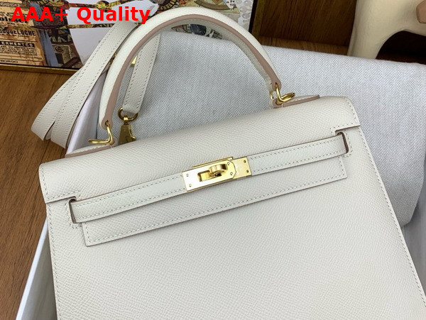 Hermes Kelly Sellier 25 Bag in Milk White Epsom Calfskin Replica