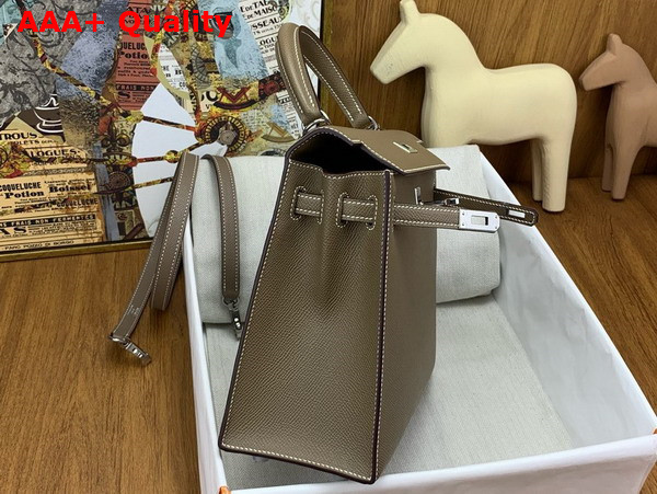 Hermes Kelly Sellier 25 in Elephant Grey Epsom Calfskin Replica