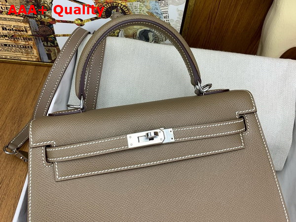 Hermes Kelly Sellier 25 in Elephant Grey Epsom Calfskin Replica