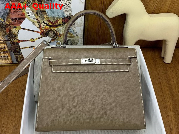 Hermes Kelly Sellier 25 in Elephant Grey Epsom Calfskin Replica