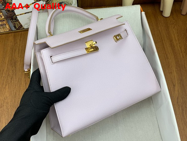 Hermes Kelly Sellier 25 in Pale Pink Epsom Calfskin Replica