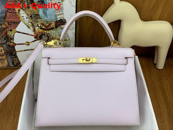 Hermes Kelly Sellier 25 in Pale Pink Epsom Calfskin Replica