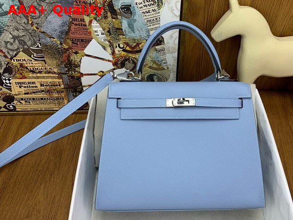 Hermes Kelly Sellier 25 in Sky Blue Epsom Calfskin Replica