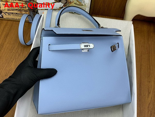 Hermes Kelly Sellier 25 in Sky Blue Epsom Calfskin Replica