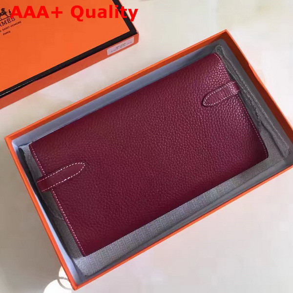 Hermes Kelly Wallet Burgundy Togo Leather Replica