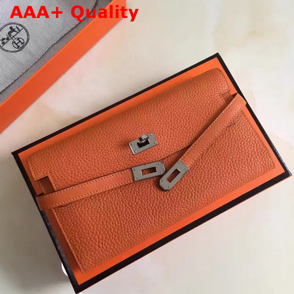 Hermes Kelly Wallet Orange Togo Leather Replica