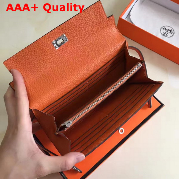 Hermes Kelly Wallet Orange Togo Leather Replica