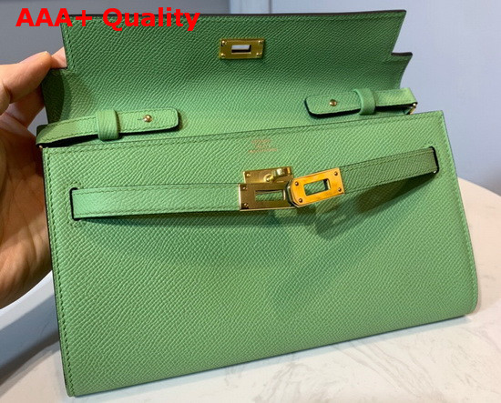 Hermes Kelly Wallet To Go Green Epsom Calfskin Gold Hardware Replica