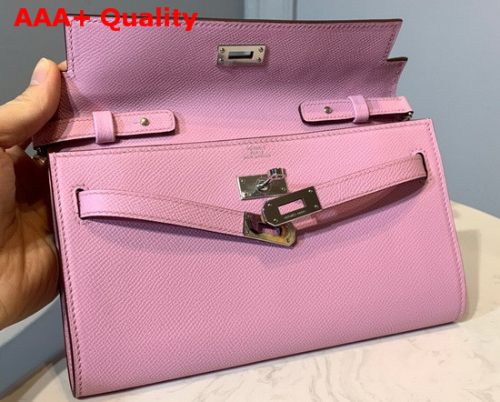 Hermes Kelly Wallet To Go Pink Epsom Calfskin Silver Hardware Replica