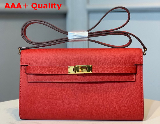 Hermes Kelly Wallet To Go Red Epsom Calfskin Gold Hardware Replica