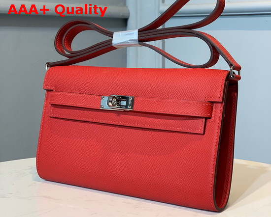 Hermes Kelly Wallet To Go Red Epsom Calfskin Silver Hardware Replica