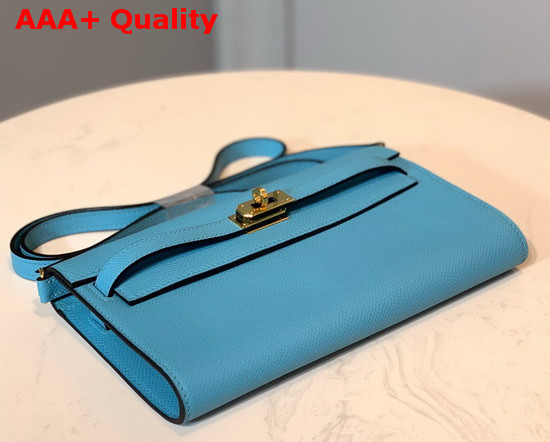 Hermes Kelly Wallet To Go Sky Blue Epsom Calfskin Gold Hardware Replica