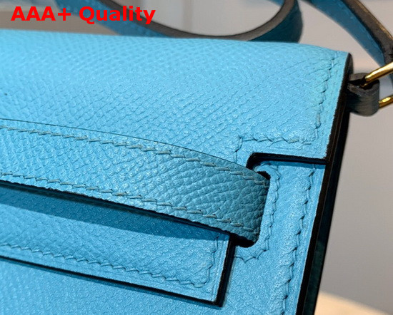 Hermes Kelly Wallet To Go Sky Blue Epsom Calfskin Gold Hardware Replica