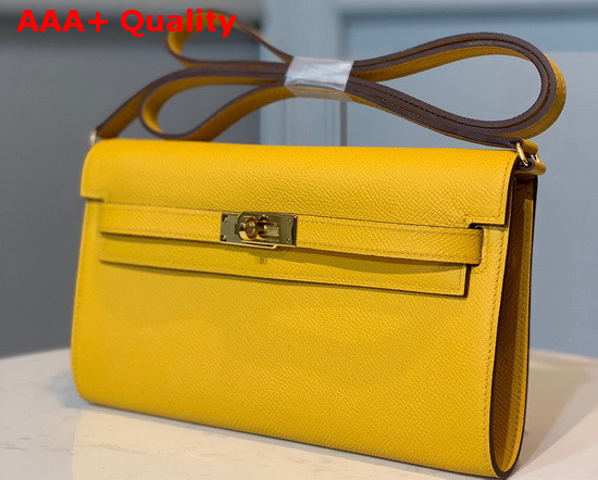 Hermes Kelly Wallet To Go Yellow Epsom Calfskin Gold Hardware Replica