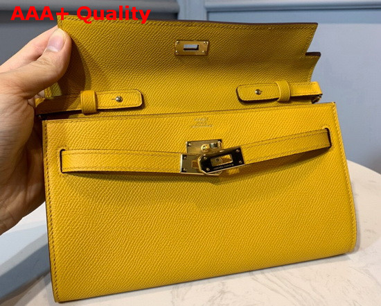 Hermes Kelly Wallet To Go Yellow Epsom Calfskin Gold Hardware Replica