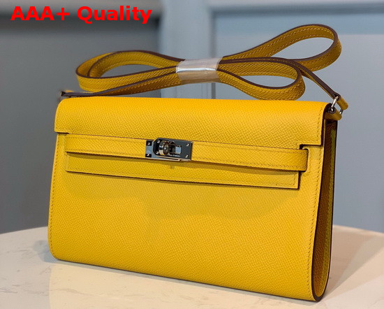 Hermes Kelly Wallet To Go Yellow Epsom Calfskin Silver Hardware Replica