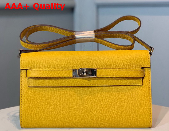 Hermes Kelly Wallet To Go Yellow Epsom Calfskin Silver Hardware Replica