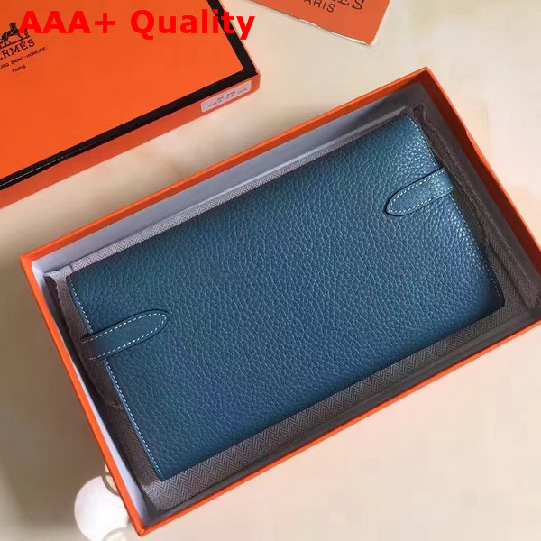 Hermes Kelly Wallet in Blue Togo Leather Replica