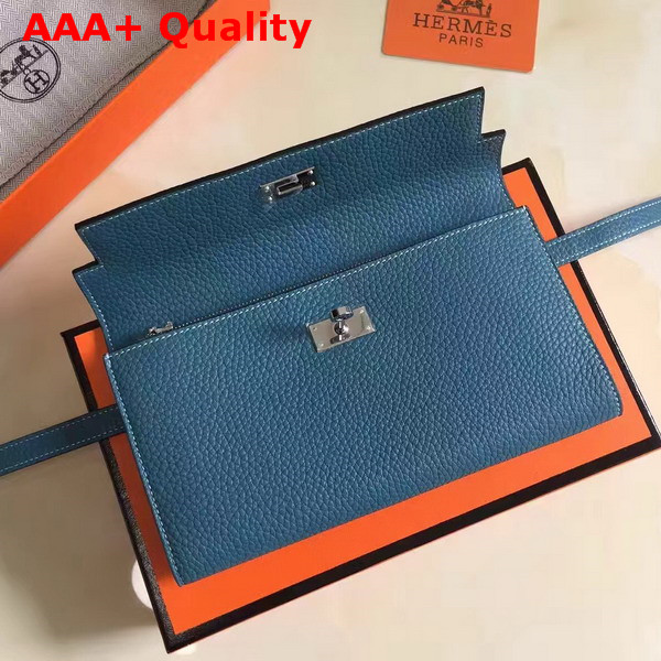 Hermes Kelly Wallet in Blue Togo Leather Replica