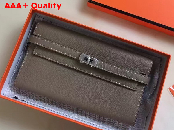 Hermes Kelly Wallet in Grey Togo Leather Replica